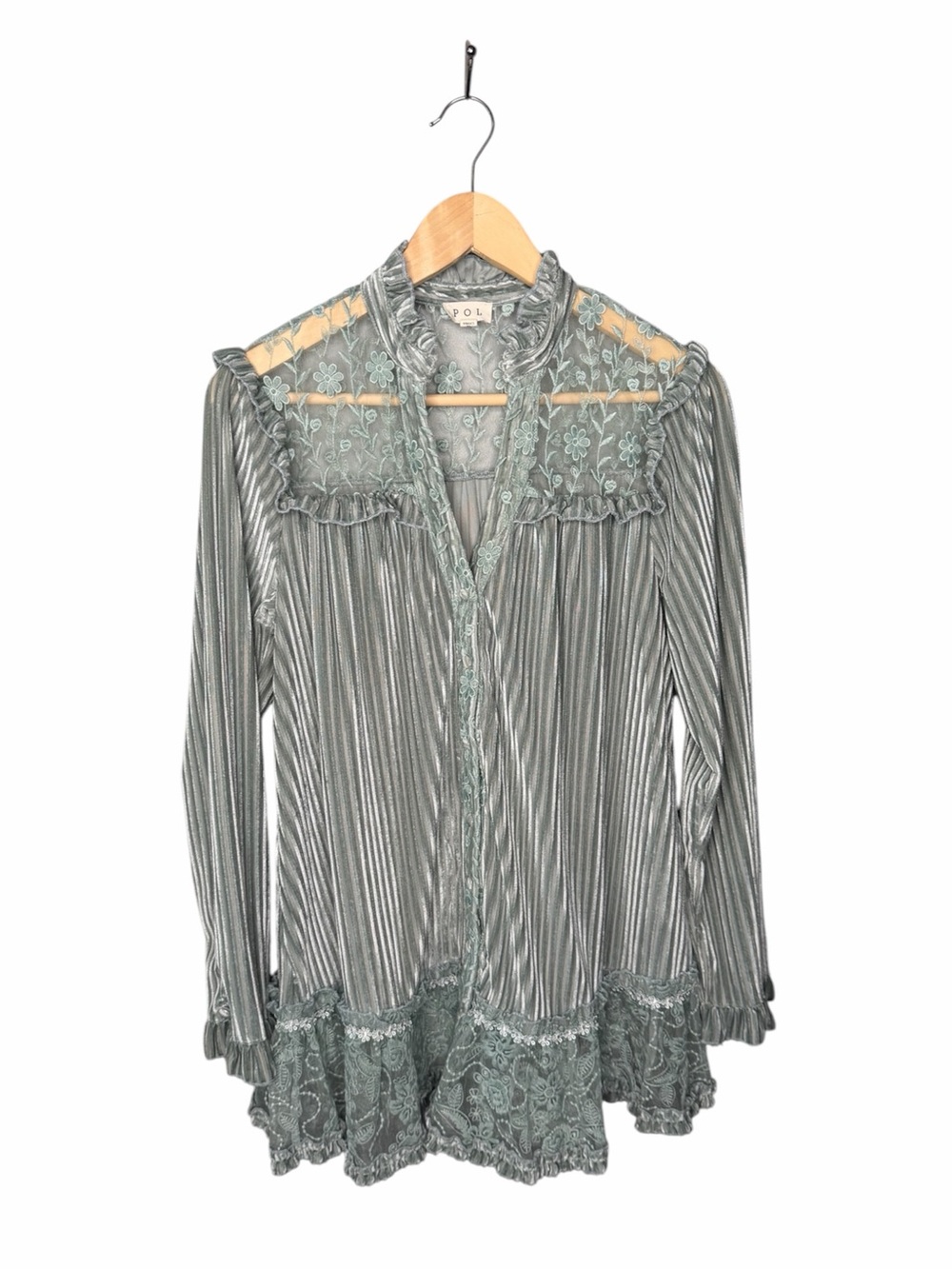 POL Lace Pleated Victorian Tunic - Picture 2 of 11